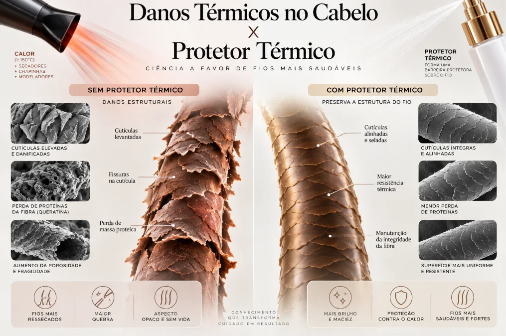 Danos Térmicos no Cabelo X Protetor Térmico